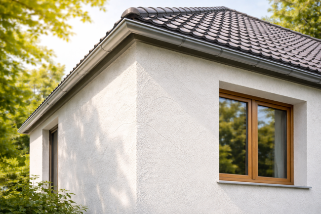 Eckansicht eines Hauses Seite Immobilienbewertung